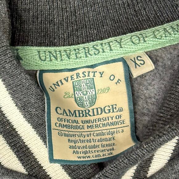 Cambridge University Gray White Trim Lion Letterman Bomber Sweatshirt sz XS - Picture 4 of 11